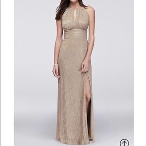 R&M Richards Metallic Gold Keyhole evening dress 4